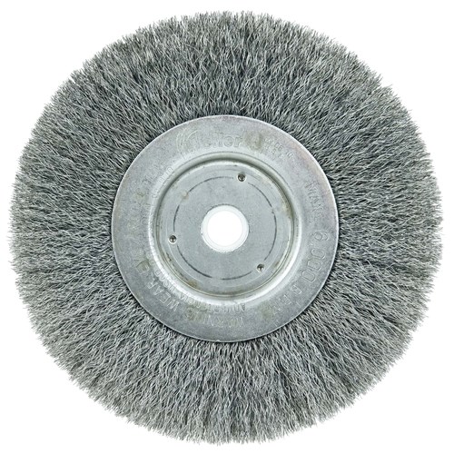 6000 Max RPM 6 Diameter PFERD 81236 Wide Face Crimped Wheel Brush 2 Arbor Hole Carbon Steel Wire 0.014 Wire Size 1-1/8 Face Width 1-1/8 Trim Length 