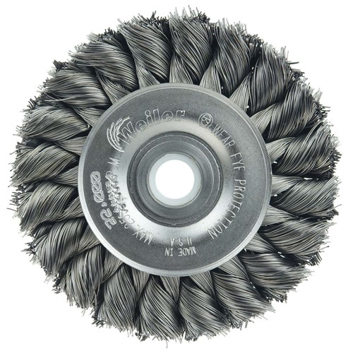 4 Weiler 08284 Standard Twist Knot Wire Wheel 0.118 Stainless Steel Fill Pack of 10 1/2-3/8 Arbor Hole 