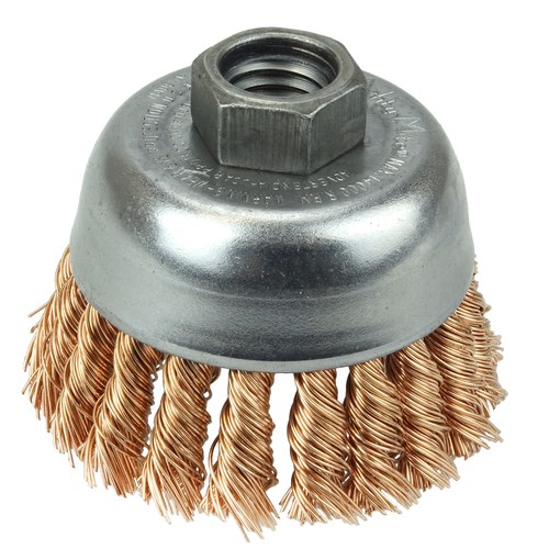 Weiler 12776 Knot Wire Cup Brush 4 Single Row 5/8-11 UNC Nut 0.20 Bronze