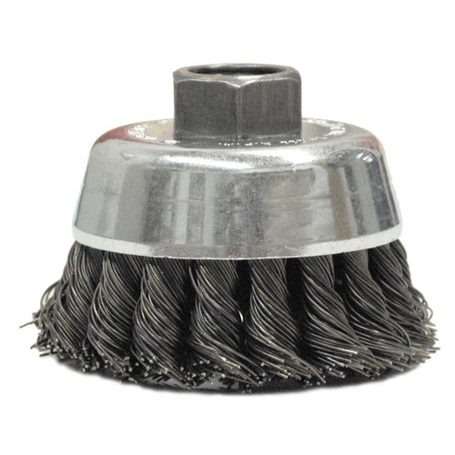 Weiler 13009 2-3/4 Single Row Knot Wire Cup Brush.014 Stainless Steel Fill Made in The USA 5/8-11 UNC Nut 