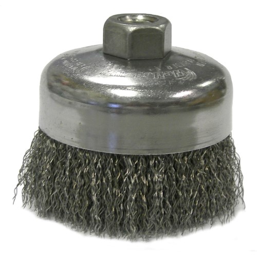 4" 5/8-11 NC Crimped Stainless Steel Wire Cup Brush 
