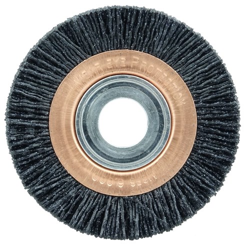 Weiler 20600 6 Nylox Metal Hub Wheel Brush.022/320SC Crimped Fill Pack of 2 2 Arbor Hole 