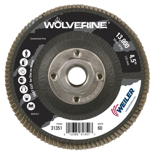 5 Diameter Weiler 61501 Wolverine Aluminum Oxide Resin Fiber Sanding & Grinding Disc Pack of 25 24 Grit 5/8-11 Hub