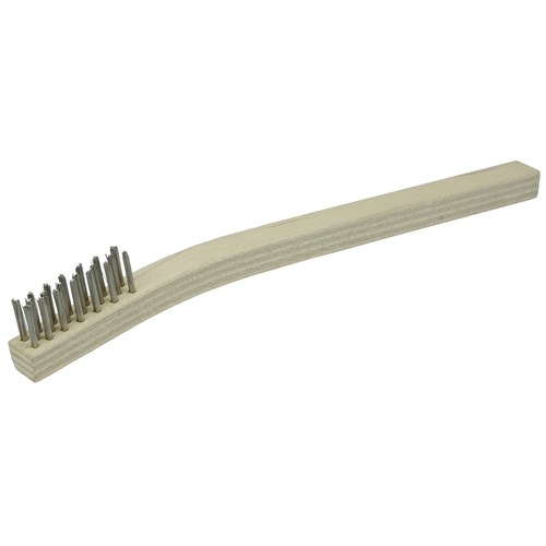 Small Hand Wire Scratch Brush, Stainless Steel Fill, Wood Block, 3 