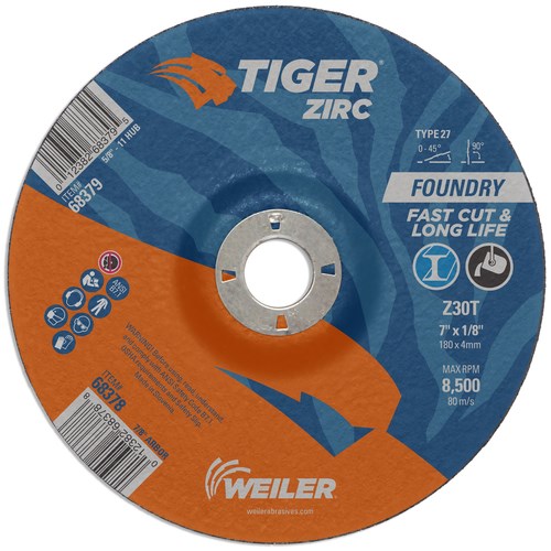 5/8-11 Hub Pack of 25 Weiler 62066 Wolverine Zirconia Alumina Resin Fiber Sanding & Grinding Disc 80 Grit 5 Diameter 