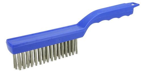 Hand Wire Scratch Brush, .012 Stainless Steel Fill, 4 x 16 Rows