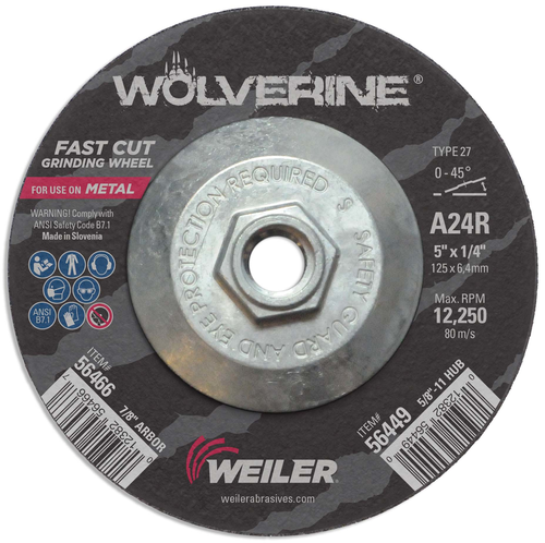 Weiler Wolverine Schneidräder Typ 1 – 10 Stück, A46T, 35,6 Cm Durchmesser, 3/32" Stärke, Für Metall