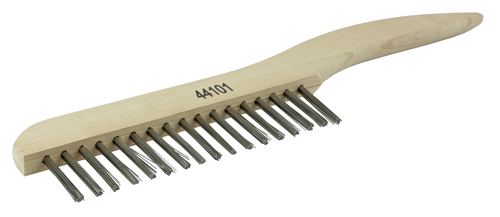 Hand Wire Scratch Brush, .012 Stainless Steel Fill, Shoe Handle, 1