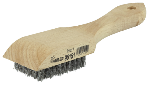 Small Hand Wire Scratch Brush, Crimped Aluminum Fill, Wood Block