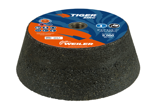 ♡ 0206 TIGER ZIRC Type 11 Flaring Cup Wheel, ZA16-Q, 6/4-3/4 x 2 x 5/8-11