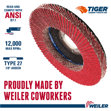 4-1/2 Tiger Ceramic High Density (TY27) Abrasive Flap Disc