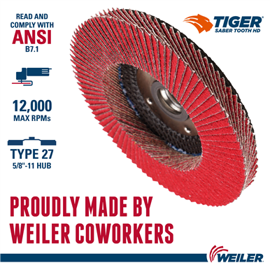 4-1/2 Tiger Ceramic High Density (TY27) Abrasive Flap Disc, 60C, 5