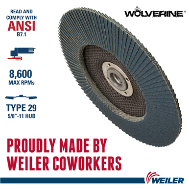 5" Wolverine Abrasive Flap Disc, Conical (TY29), Phenolic Backing, 80Z, 7/8 - View #3