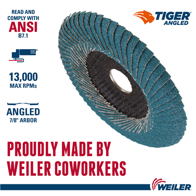 WEILER WEI-31357 5" Wolverine Abrasive Flap Disc, Angled, Phenolic Backing, 60Z, 7/8" Hole - View #13