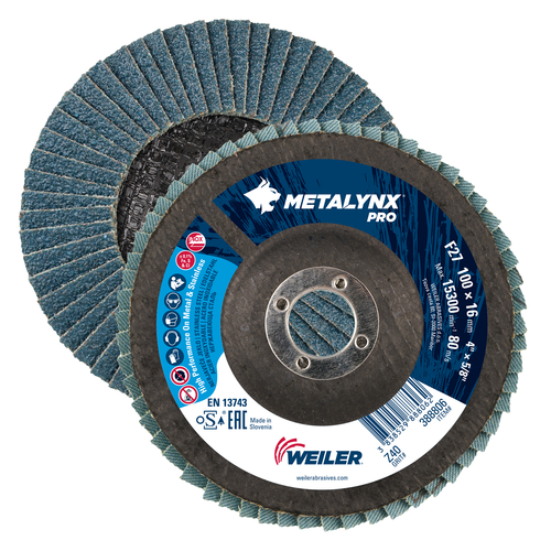 METALYNX PRO ZIRC 100 ABRASIVE FLAP DISC, FLAT (TY27) PHENOLIC