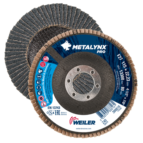 METALYNX PRO ZIRC 115 ABRASIVE FLAP DISC, FLAT (TY27) PHENOLIC