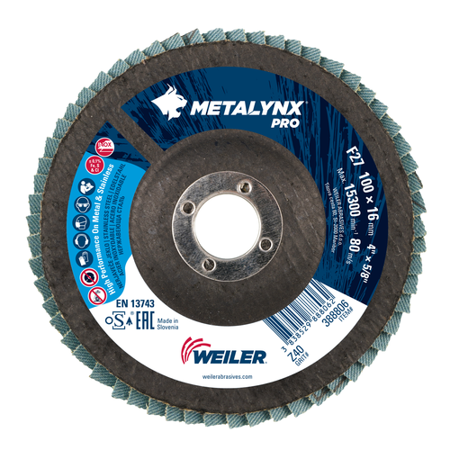 METALYNX PRO ABRASIVE FLAP DISC, FLAT (TY27) PHENOLIC BACKING, 40Z
