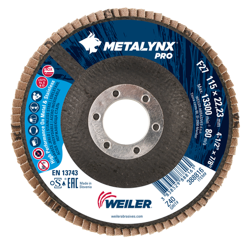 METALYNX PRO ABRASIVE FLAP DISC, FLAT (TY27) PHENOLIC