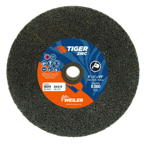 TIGER ZIRC Type 1 Portable Snagging Wheel, ZA16-R , 6
