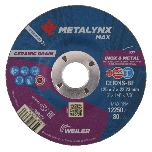 METALYNX MAX Ceramic 125X7X22,23 CER24S-BF Grinding wheel for