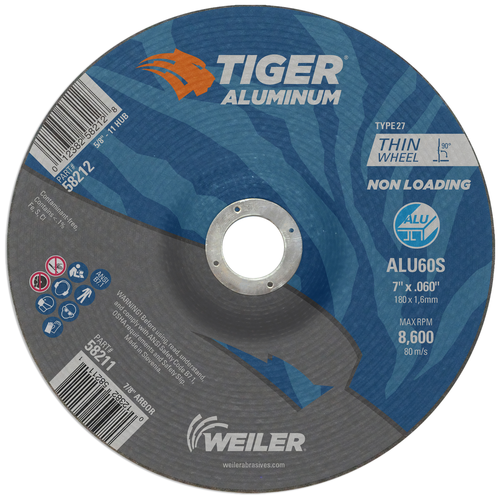 Weiler 58023 7" X 0.060" Tiger Zirc Type 27 Thin Cutting Wheel - View #11